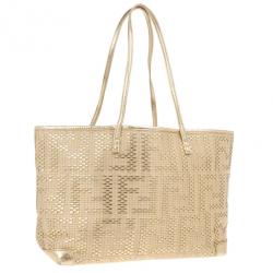 Pre Owned Fendi Gold Matrioska Woven Tote