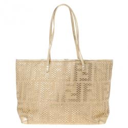 Pre Owned Fendi Gold Matrioska Woven Tote