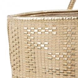 Pre Owned Fendi Gold Matrioska Woven Tote