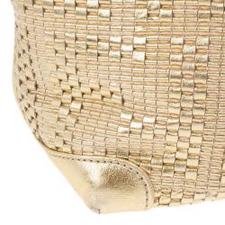 Pre Owned Fendi Gold Matrioska Woven Tote