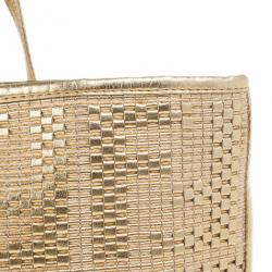 Pre Owned Fendi Gold Matrioska Woven Tote