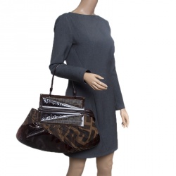 Pre Owned Fendi Tobacco Zucca Canvas and Coated Fabric To You Convertible Clutch Bag