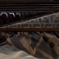 Pre Owned Fendi Tobacco Zucca Canvas and Coated Fabric To You Convertible Clutch Bag