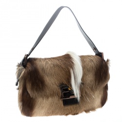 Pre Owned Fendi Beige/Brown Fur Shoulder Bag