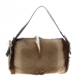 Pre Owned Fendi Beige/Brown Fur Shoulder Bag