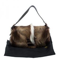 Pre Owned Fendi Beige/Brown Fur Shoulder Bag