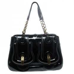 Pre Owned Fendi Black Patent Leather B Shoulder Bag