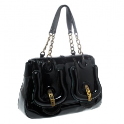 Pre Owned Fendi Black Patent Leather B Shoulder Bag