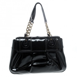 Pre Owned Fendi Black Patent Leather B Shoulder Bag