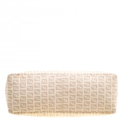 Pre Owned Fendi Beige/Brown Zucchino Canvas and Leather Zip Tote