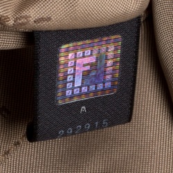 Pre Owned Fendi Beige/Brown Zucchino Canvas and Leather Zip Tote