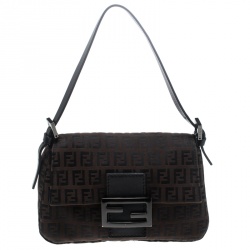 Pre Owned Fendi Tobacco Zucca Canvas Mini Mama Baguette Shoulder Bag