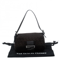 Pre Owned Fendi Tobacco Zucca Canvas Mini Mama Baguette Shoulder Bag