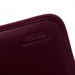 Pre Owned Fendi Brown/Burgundy Pequin Canvas and Leather Continental Wallet