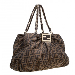 Pre Owned Fendi Tobacco Zucca Canvas Large Mia Tote
