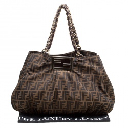 Pre Owned Fendi Tobacco Zucca Canvas Large Mia Tote