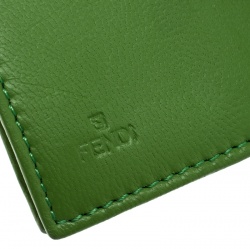 Pre Owned Fendi Green Embossed Leather Chain Wallet