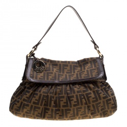 Pre Owned Fendi Tobacco Zucca Canvas Chef Shoulder Bag