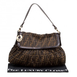 Pre Owned Fendi Tobacco Zucca Canvas Chef Shoulder Bag