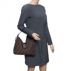 Pre Owned Fendi Brown Zucca Canvas Hobo