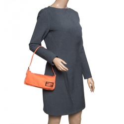 Pre Owned Fendi Orange Stretchable Fabric Shoulder Bag