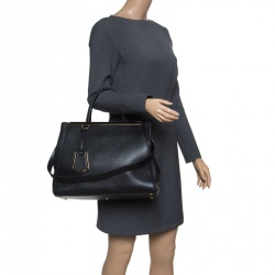 Pre Owned Fendi Black Leather 2Jours Top Handle Bag