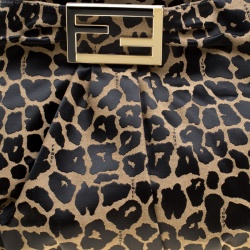 Pre Owned Fendi Black/Brown Leopard Print Canvas Large Mia Tote