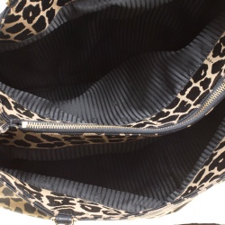 Pre Owned Fendi Black/Brown Leopard Print Canvas Large Mia Tote