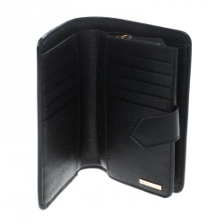 Pre Owned Fendi Black Leather Compact Zip Wallet