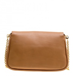 Pre Owned Fendi Light Brown Leather Fendista Pochette Crossbody Bag