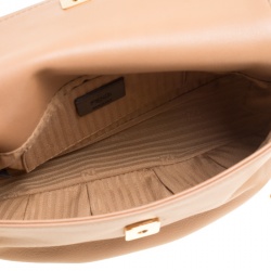 Pre Owned Fendi Light Brown Leather Fendista Pochette Crossbody Bag