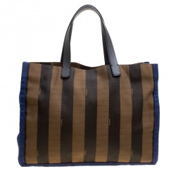 Pre Owned Fendi Tri Color Pequin Canvas and Leather Shopper Tote