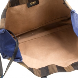 Pre Owned Fendi Tri Color Pequin Canvas and Leather Shopper Tote