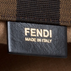 Pre Owned Fendi Tri Color Pequin Canvas and Leather Shopper Tote