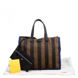 Pre Owned Fendi Tri Color Pequin Canvas and Leather Shopper Tote