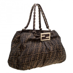 Pre Owned Fendi Tobacco Zucca Canvas Large Mia Tote