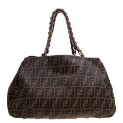 Pre Owned Fendi Tobacco Zucca Canvas Large Mia Tote