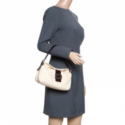 Fendi Beige/Brown Zucca Canvas and Leather Baguette Shoulder Bag
