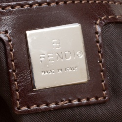 Fendi Beige/Brown Zucca Canvas and Leather Baguette Shoulder Bag