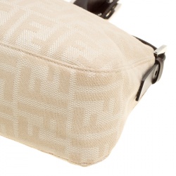 Fendi Beige/Brown Zucca Canvas and Leather Baguette Shoulder Bag