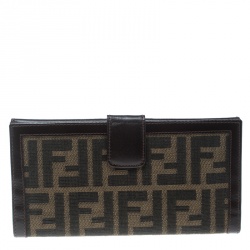 Pre Owned Fendi Tobacco/Brown Zucca Canvas and Leather Continental Wallet 