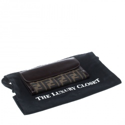 Pre Owned Fendi Tobacco/Brown Zucca Canvas and Leather Continental Wallet 