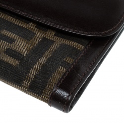Pre Owned Fendi Tobacco/Brown Zucca Canvas and Leather Continental Wallet 