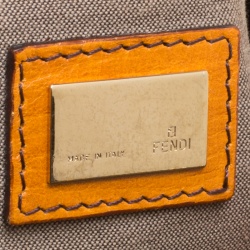 Pre Owned Fendi Beige/Orange Zucchino Canvas Shoulder Bag