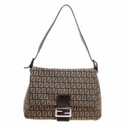 Pre Owned Fendi Tobacco Zucchino Canvas Mama Forever Shoulder Bag