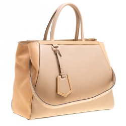 Pre Owned Fendi Beige Saffiano Leather 2Jours Tote