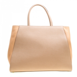 Pre Owned Fendi Beige Saffiano Leather 2Jours Tote
