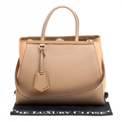 Pre Owned Fendi Beige Saffiano Leather 2Jours Tote
