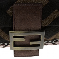 Pre Owned Fendi Tobacco Zucca Canvas Mama Baguette Shoulder Bag