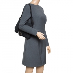 Pre Owned Fendi Black Zucchino Canvas Mama Forever Shoulder Bag